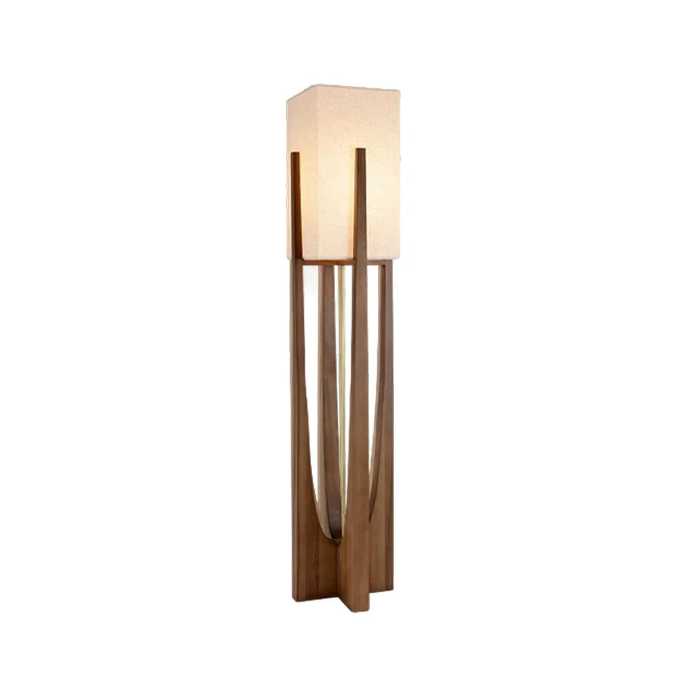 LIVARA Floor Lamp 52/82/145cm Soft Lighting Cotton-Linen Shade Ash Wood Body Brass Hardware Premium Design - Walnut