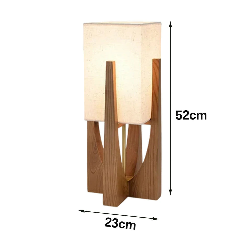 LIVARA Floor Lamp 52/82/145cm Soft Lighting Cotton-Linen Shade Ash Wood Body Brass Hardware Premium Design - Walnut