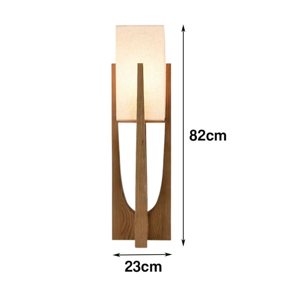 LIVARA Floor Lamp 52/82/145cm Soft Lighting Cotton-Linen Shade Ash Wood Body Brass Hardware Premium Design - Walnut