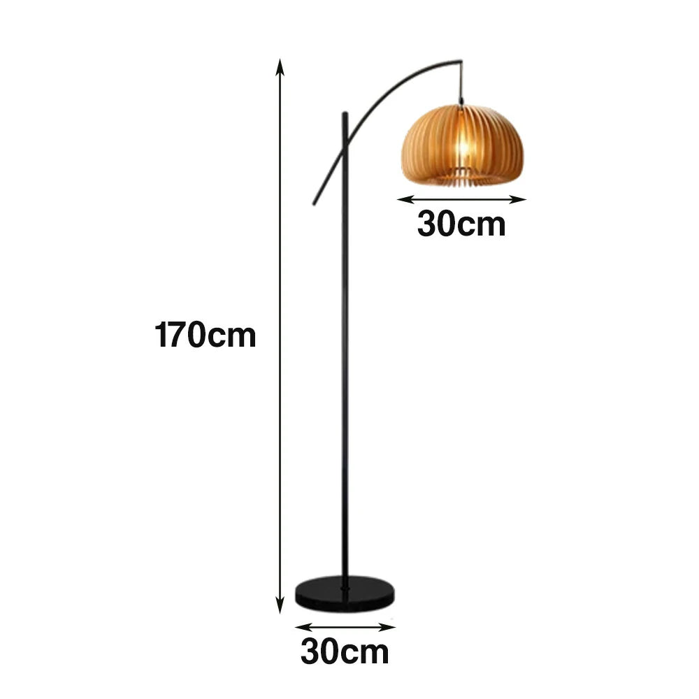 LIVARA Floor Lamp Soft Ambient Lighting Pumpkin-Style Shade Metal & Marble Base Premium Design - Black