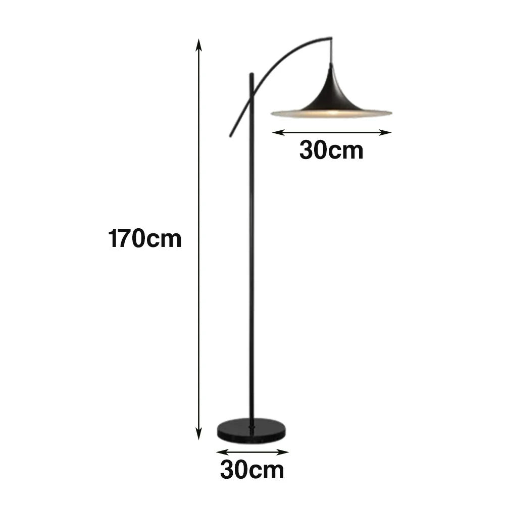 LIVARA Floor Lamp Soft Ambient Lighting UFO-Style Shade Metal & Marble Base Premium Design - Black