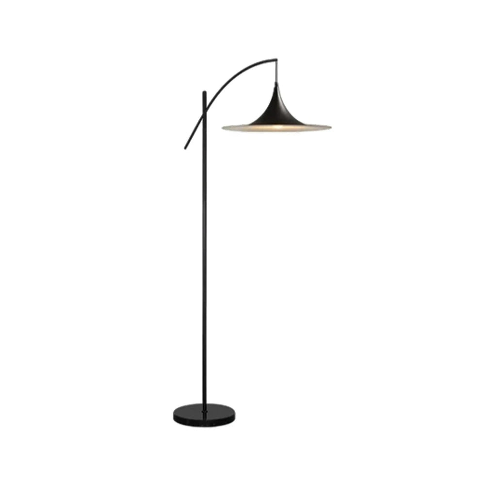 LIVARA Floor Lamp Soft Ambient Lighting UFO-Style Shade Metal & Marble Base Premium Design - Black