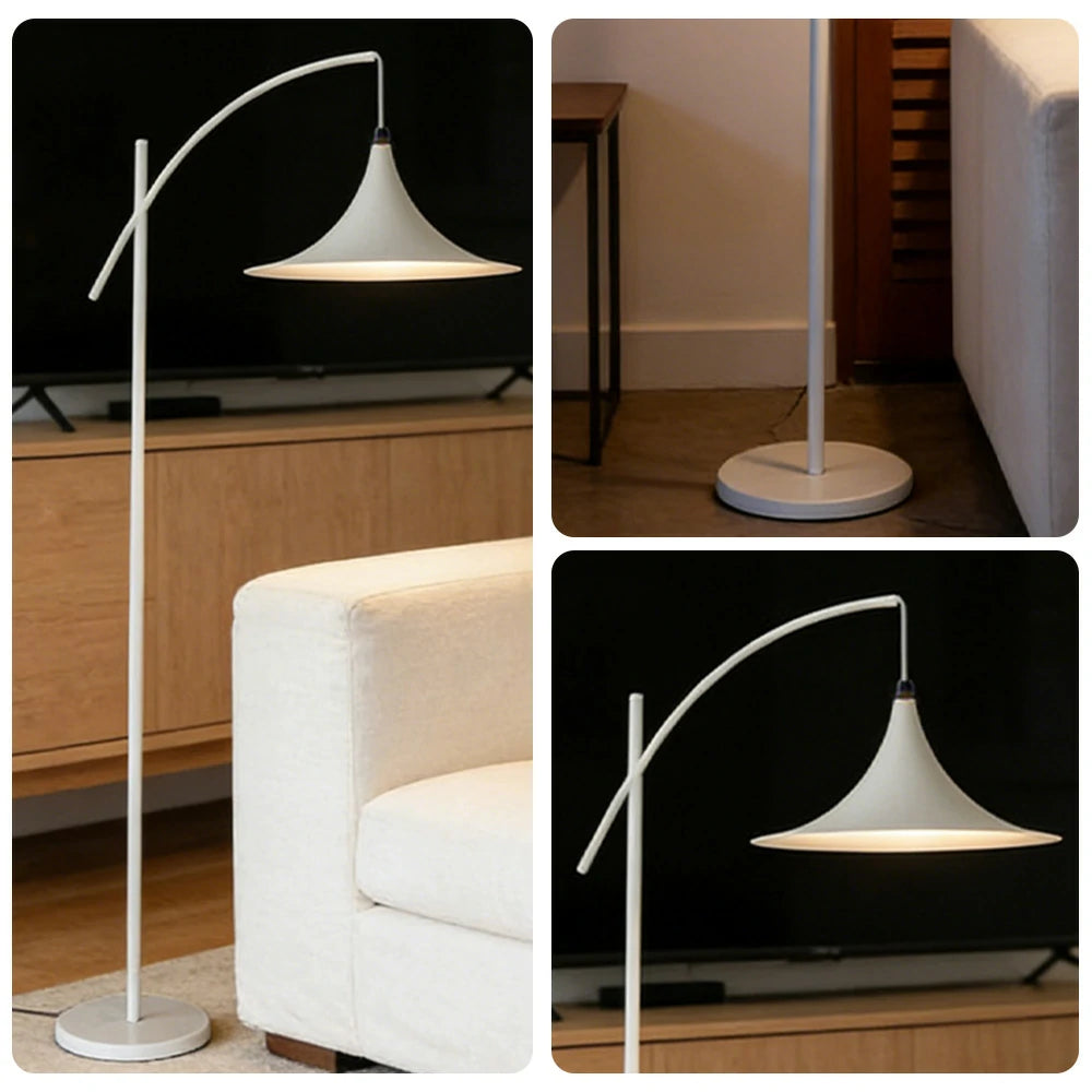 LIVARA Floor Lamp Soft Ambient Lighting UFO-Style Shade Metal & Marble Base Premium Design - White