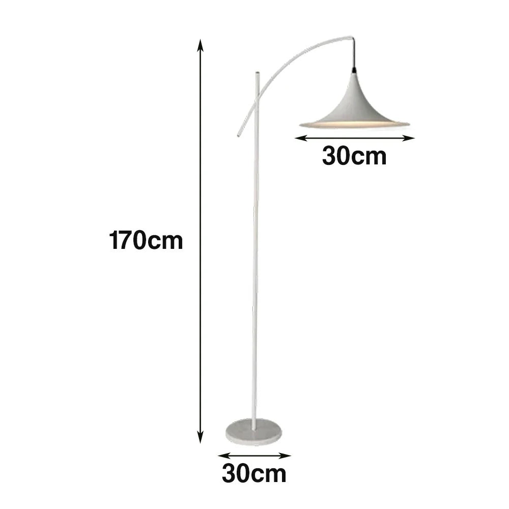 LIVARA Floor Lamp Soft Ambient Lighting UFO-Style Shade Metal & Marble Base Premium Design - White