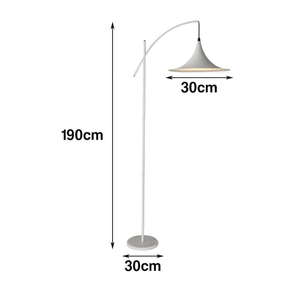 LIVARA Floor Lamp Soft Ambient Lighting UFO-Style Shade Metal & Marble Base Premium Design - White