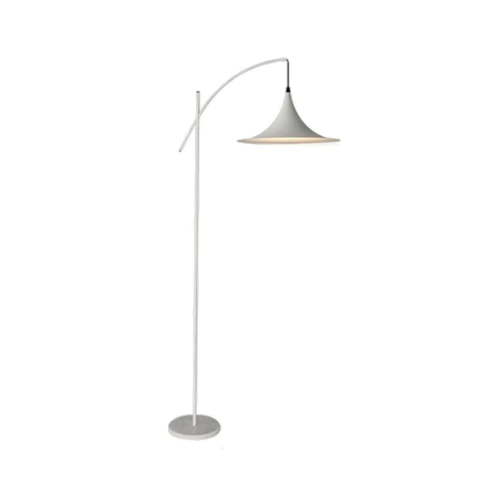LIVARA Floor Lamp Soft Ambient Lighting UFO-Style Shade Metal & Marble Base Premium Design - White