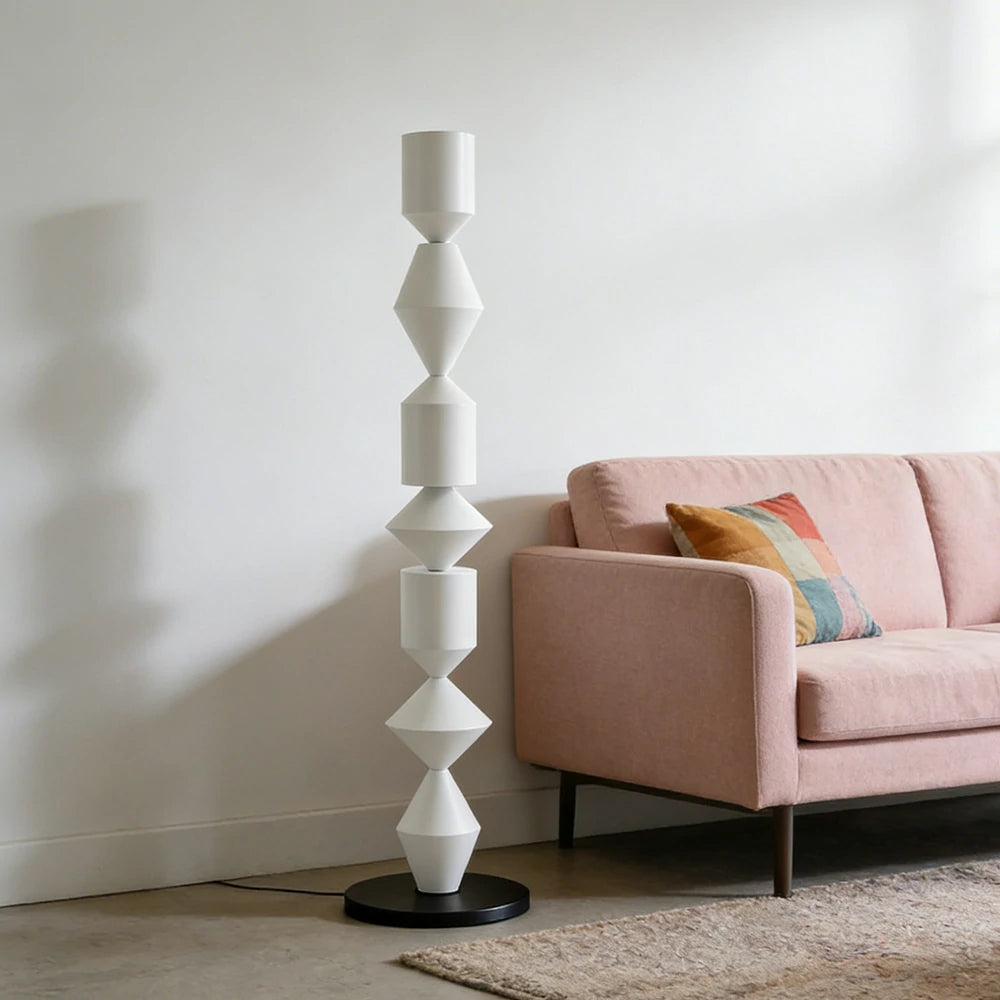 LIVARA Floor Lamp E27 Bulb Design Sleek Metal Body Rounded Stable Base Modern Style - White