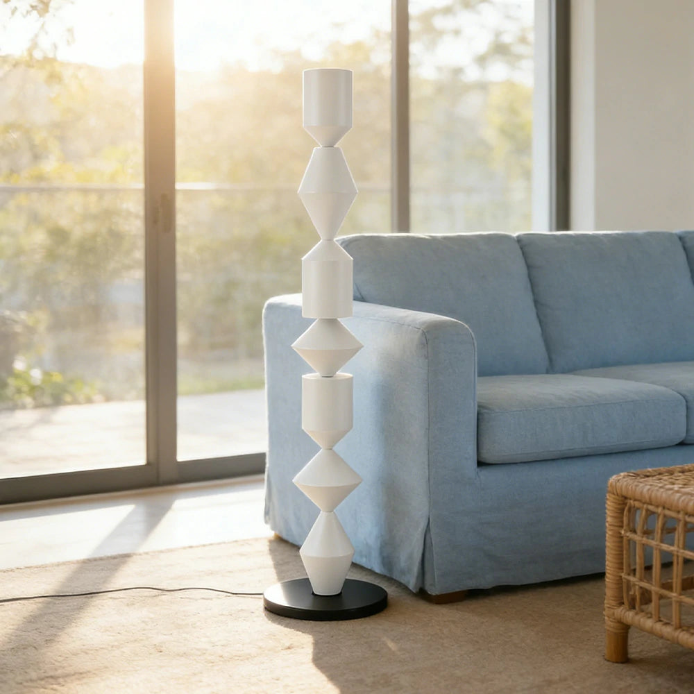 LIVARA Floor Lamp E27 Bulb Design Sleek Metal Body Rounded Stable Base Modern Style - White