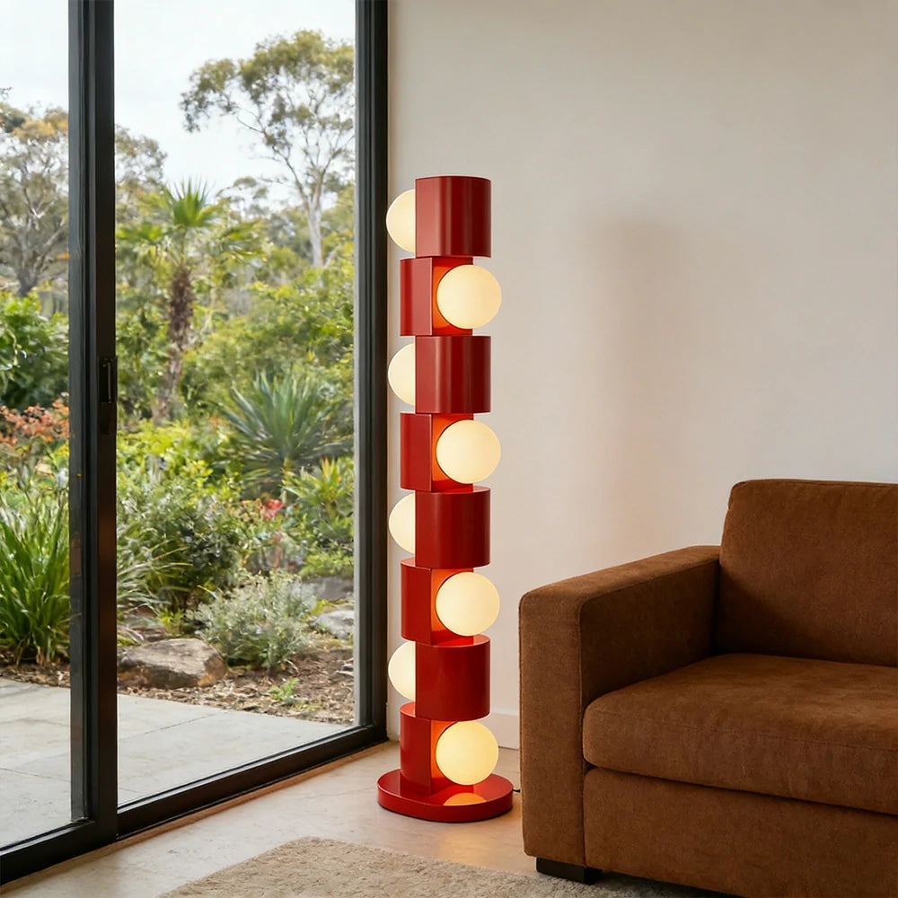 LIVARA Floor Lamp Easy-Change E27 Bulb Metal Body Corrosion-Resistant Stable Base - Red