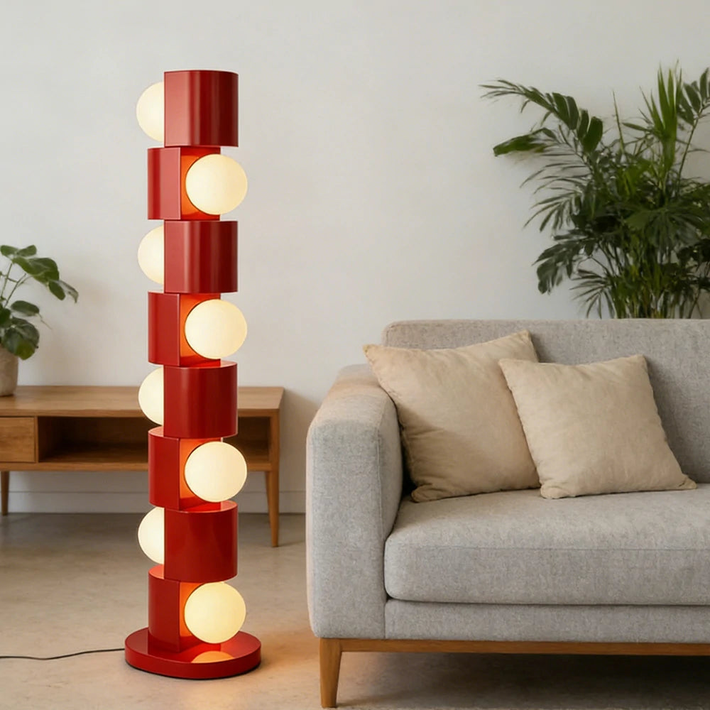 LIVARA Floor Lamp Easy-Change E27 Bulb Metal Body Corrosion-Resistant Stable Base - Red