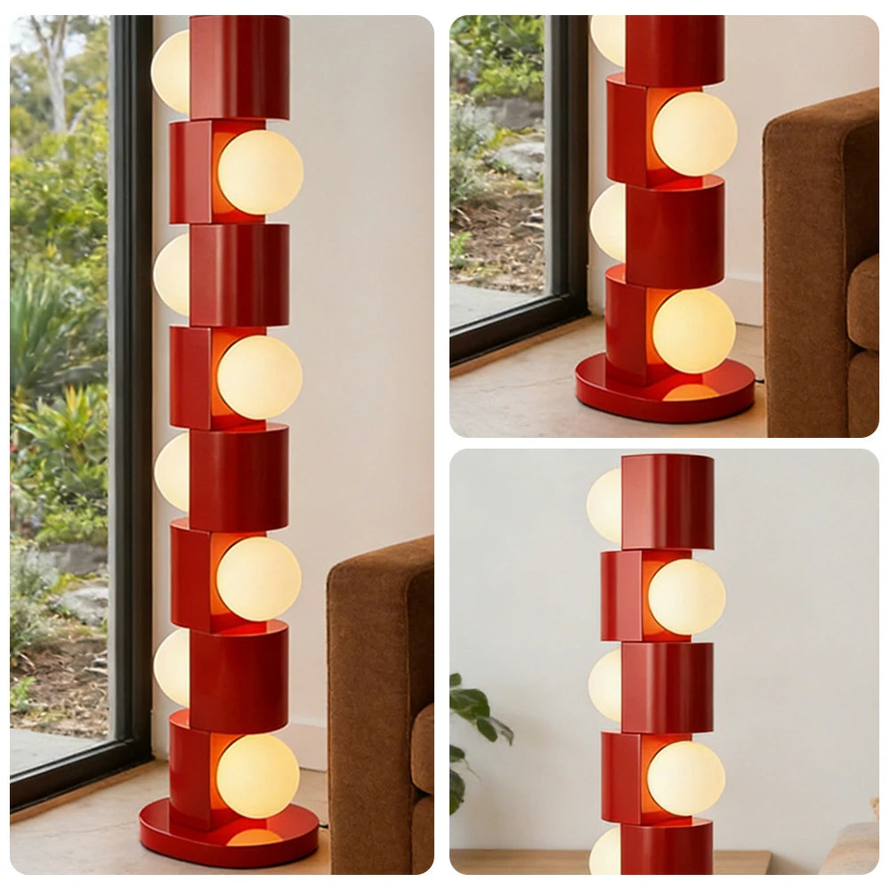 LIVARA Floor Lamp Easy-Change E27 Bulb Metal Body Corrosion-Resistant Stable Base - Red