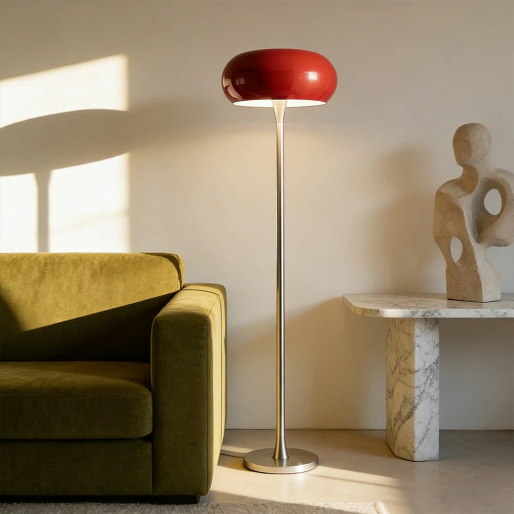 LIVARA Floor Lamp Soft Eye-Friendly Lighting Iron Shade PMMA Light Panel Premium Finish - Red