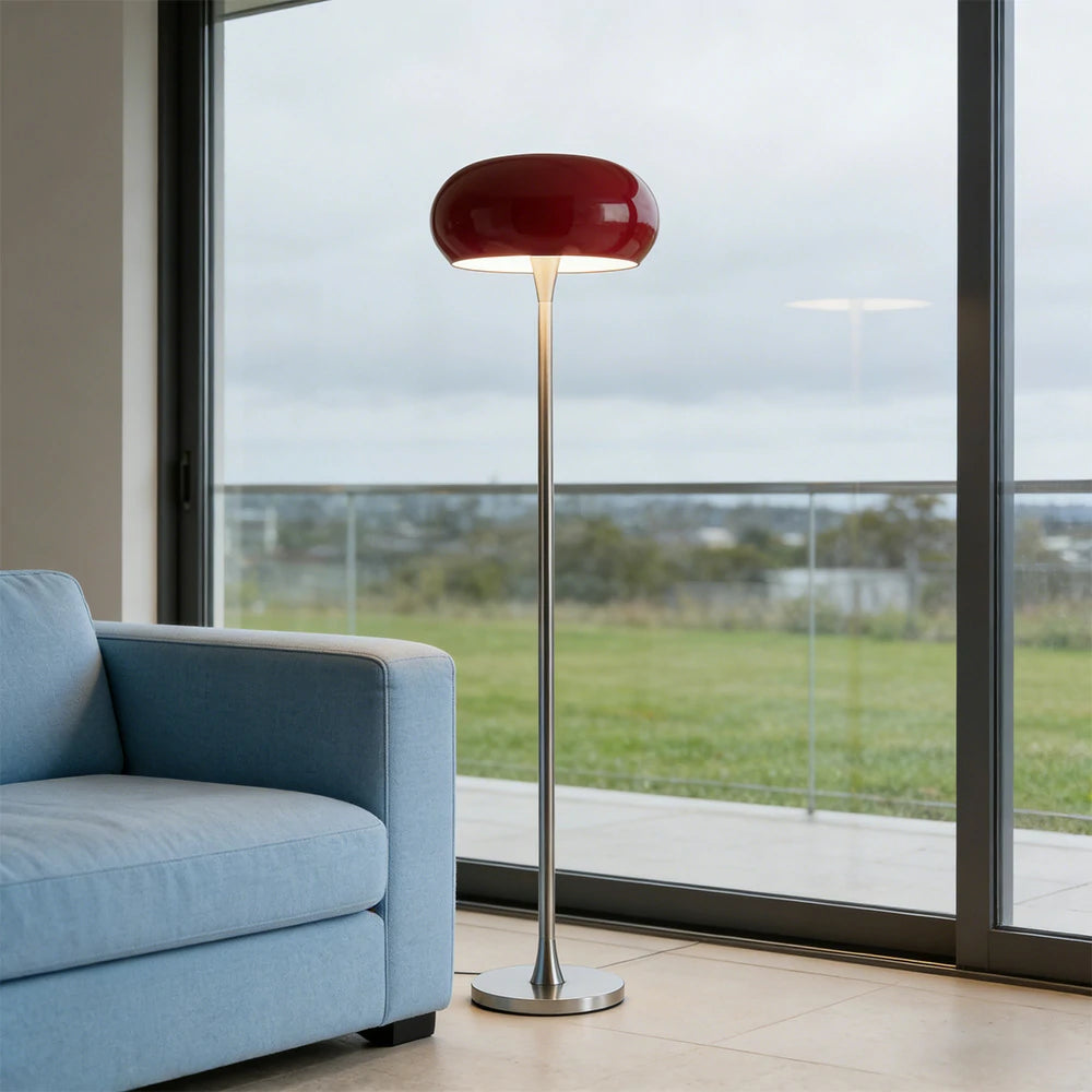 LIVARA Floor Lamp Soft Eye-Friendly Lighting Iron Shade PMMA Light Panel Premium Finish - Red