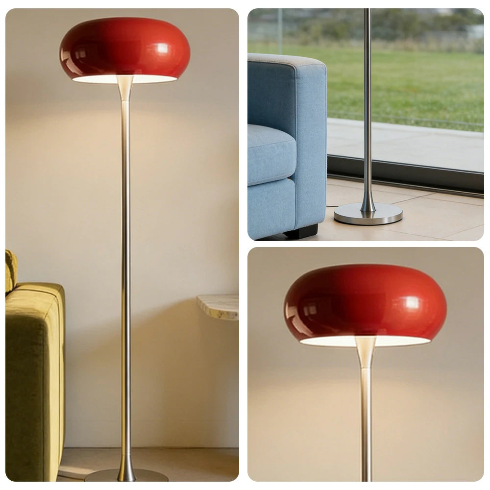 LIVARA Floor Lamp Soft Eye-Friendly Lighting Iron Shade PMMA Light Panel Premium Finish - Red