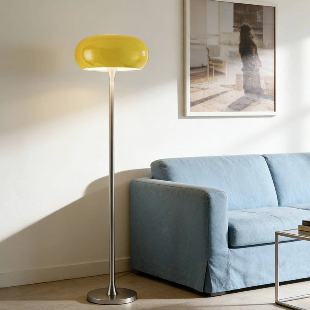LIVARA Floor Lamp Soft Eye-Friendly Lighting Iron Shade PMMA Light Panel Premium Finish - Yellow