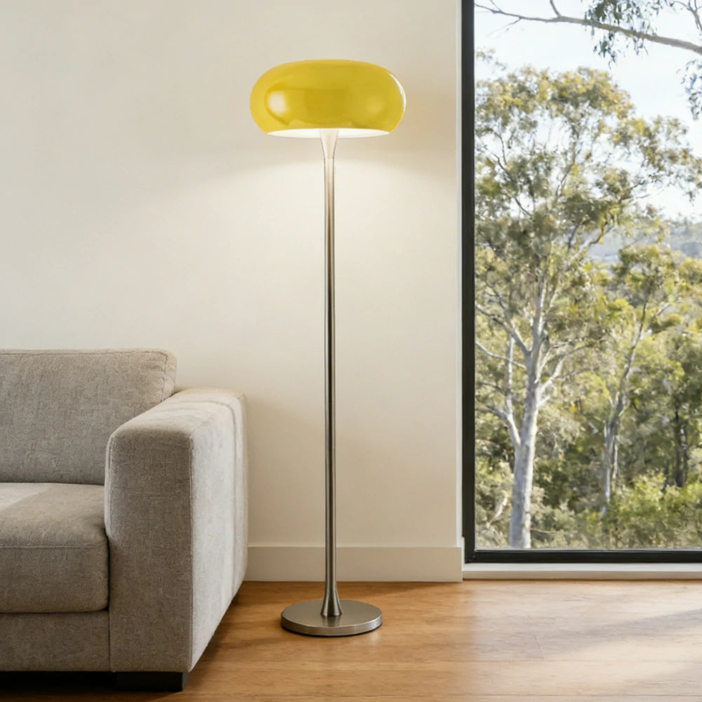 LIVARA Floor Lamp Soft Eye-Friendly Lighting Iron Shade PMMA Light Panel Premium Finish - Yellow