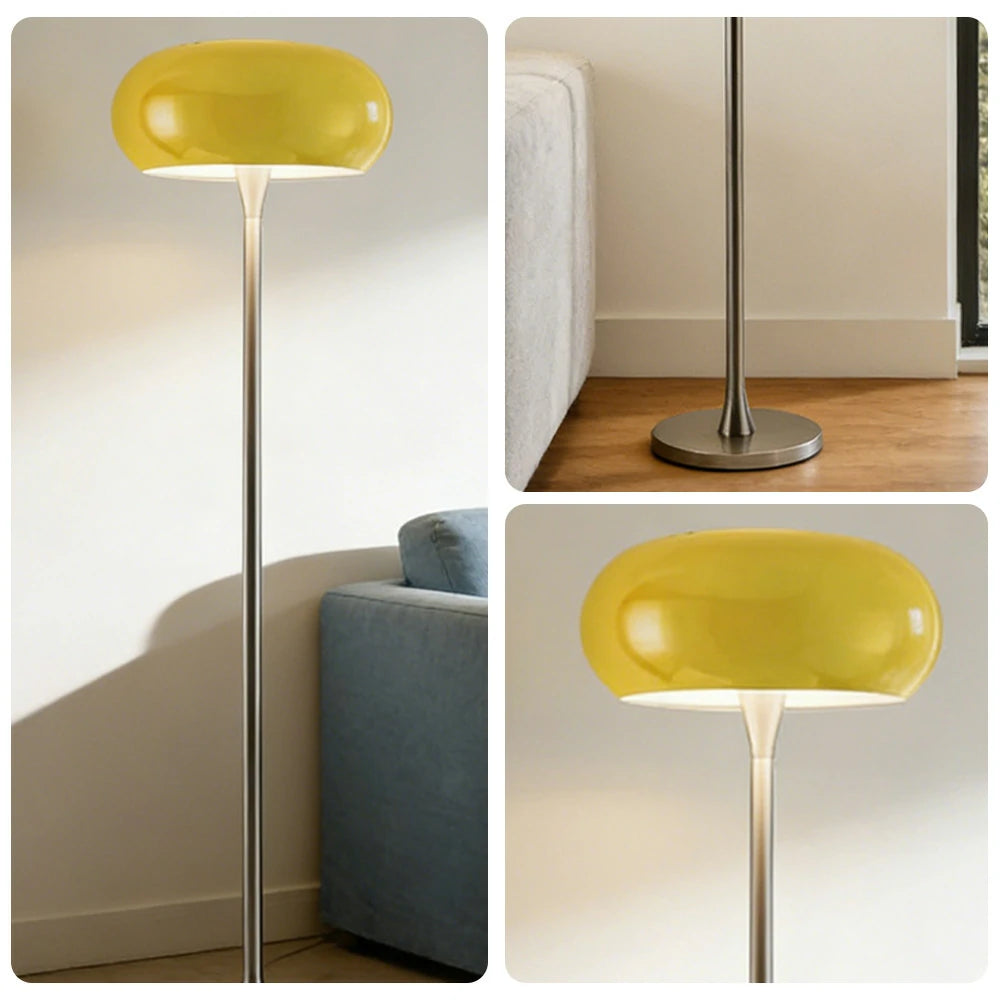 LIVARA Floor Lamp Soft Eye-Friendly Lighting Iron Shade PMMA Light Panel Premium Finish - Yellow
