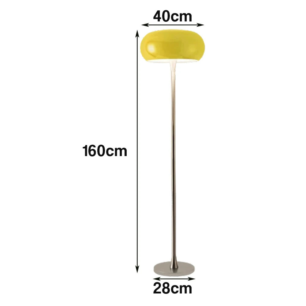 LIVARA Floor Lamp Soft Eye-Friendly Lighting Iron Shade PMMA Light Panel Premium Finish - Yellow