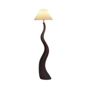 LIVARA Floor Lamp Adjustable Shade Soft Lighting Fabric & Resin Build Pleated Design - Walnut