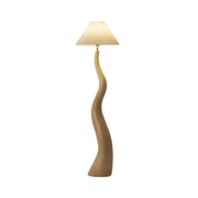 LIVARA Floor Lamp Adjustable Shade Soft Lighting Fabric & Resin Build Pleated Design - Wood