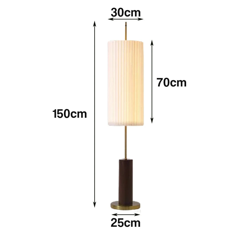 LIVARA Floor Lamp Full-Spectrum Eye-Care Lighting Iron Base Wood Grain Finish Foot Switch Design - Walnut