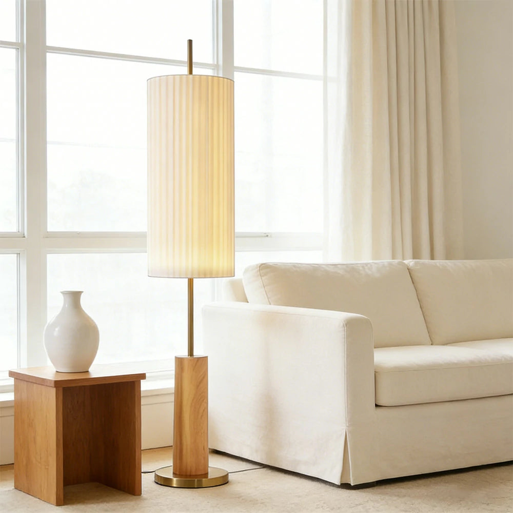 LIVARA Floor Lamp Full-Spectrum Eye-Care Lighting Iron Base Wood Grain Finish Foot Switch Design - Wood