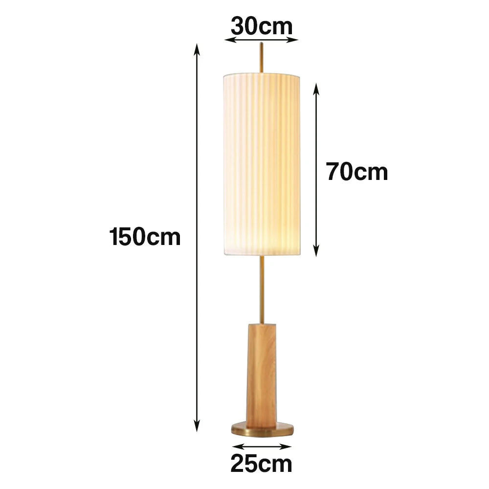 LIVARA Floor Lamp Full-Spectrum Eye-Care Lighting Iron Base Wood Grain Finish Foot Switch Design - Wood