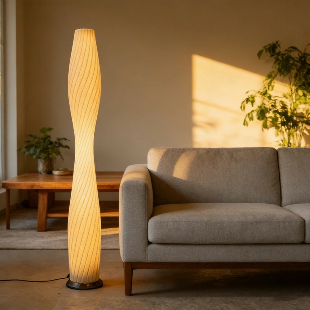 LIVARA Floor Lamp Flicker-Free Eye-Care Lighting Iron Body Rose Gold Colour High-Transparency Shade Stable Design