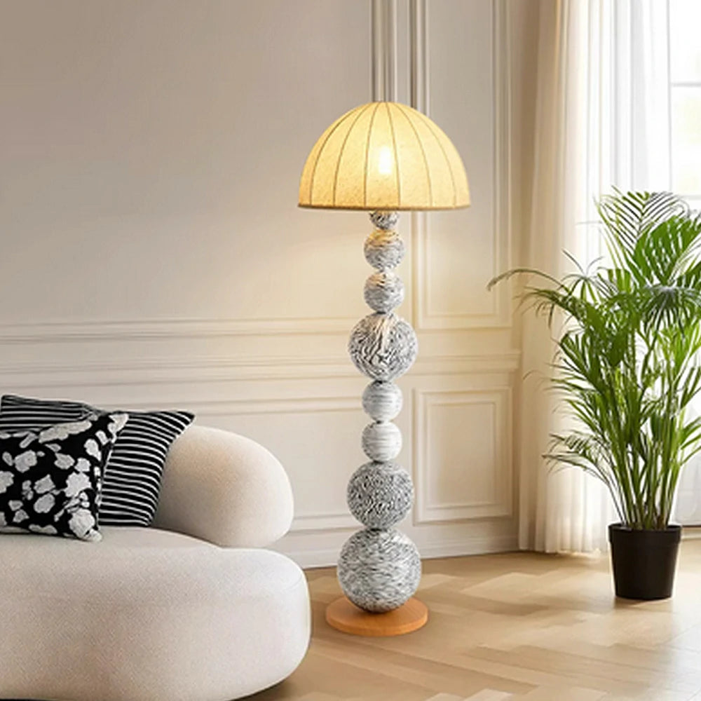 LIVARA Floor Lamp Three-Mode Lighting Flicker-Free Linen Shade Zebra Pattern Design