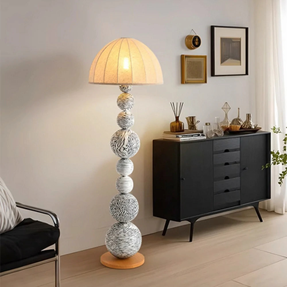 LIVARA Floor Lamp Three-Mode Lighting Flicker-Free Linen Shade Zebra Pattern Design