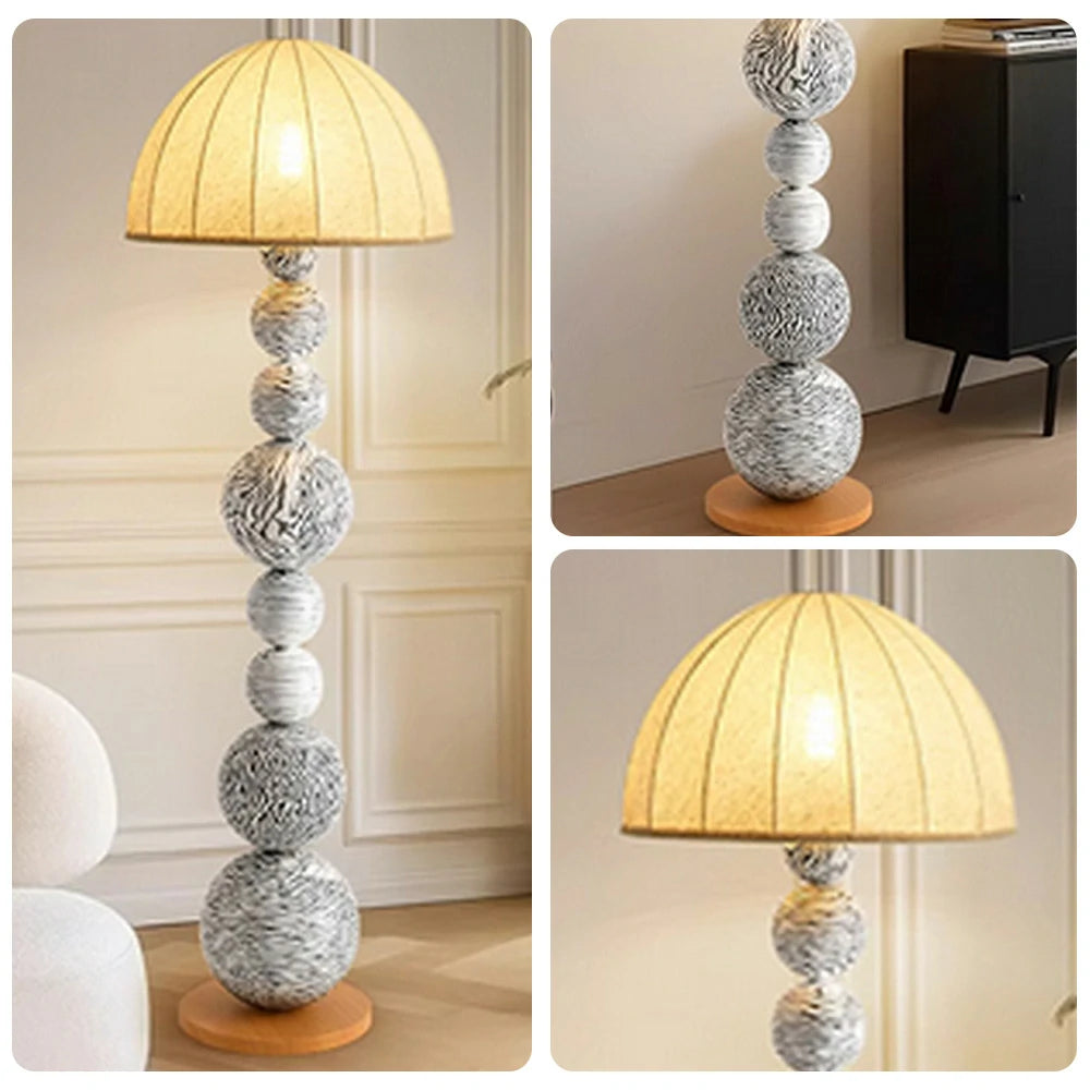 LIVARA Floor Lamp Three-Mode Lighting Flicker-Free Linen Shade Zebra Pattern Design