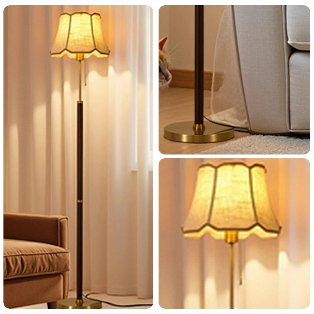 LIVARA Premium Floor Lamp Soft Lighting Fabric Shade Precision Brass Body Weighted Stable Base Luxury Style