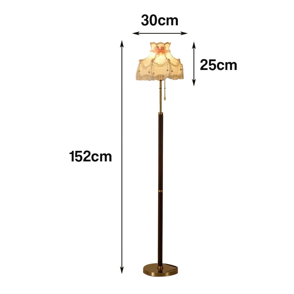 LIVARA Floor Lamp Soft Lighting Fabric Shade Solid Brass Base Weighted Design Stable and Secure Build