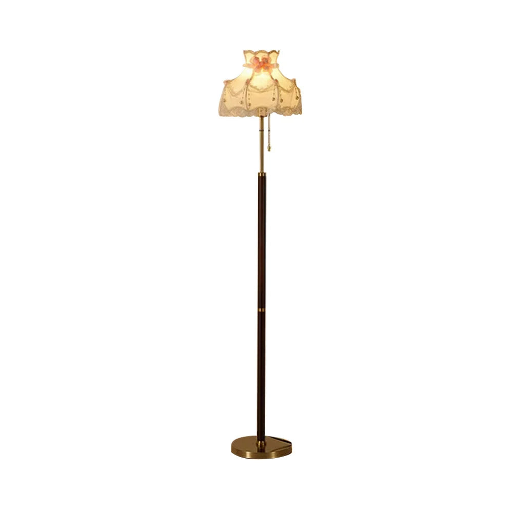 LIVARA Floor Lamp Soft Lighting Fabric Shade Solid Brass Base Weighted Design Stable and Secure Build
