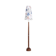 LIVARA Floor Lamp Soft Eye-Friendly Lighting Floral Fabric Shade Walnut-Tone Base Foot Switch Design