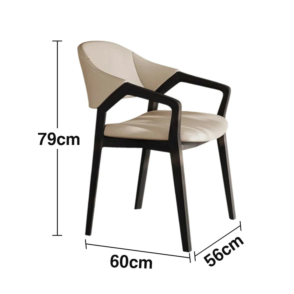 LIVARA Chair Napa-Grade Tech Leather High-Resilience Foam Shaping Support Solid Wood Frame Comfortable Seat - Khaki