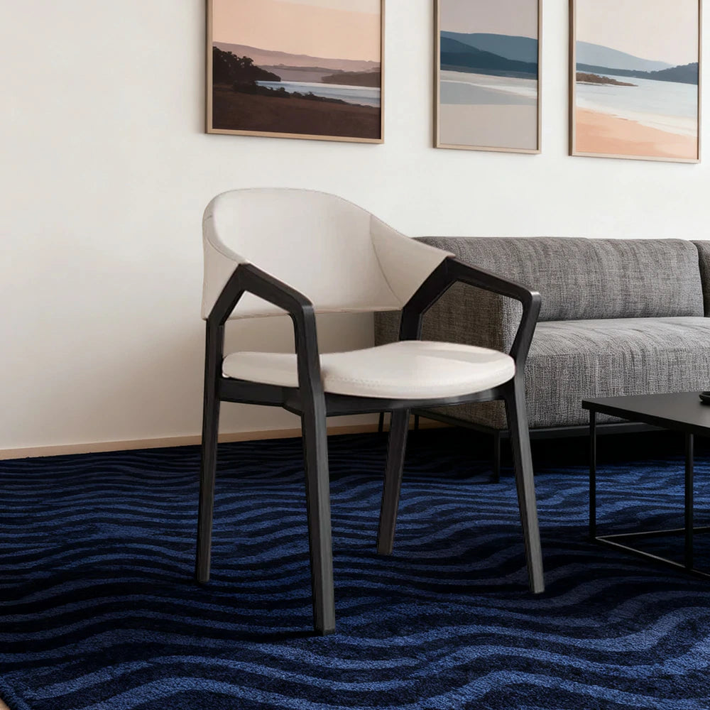 LIVARA Chair Napa-Grade Tech Leather High-Resilience Foam Shaping Support Solid Wood Frame Comfortable Seat - Beige