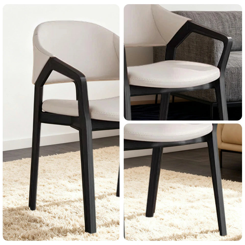 LIVARA Chair Napa-Grade Tech Leather High-Resilience Foam Shaping Support Solid Wood Frame Comfortable Seat - Beige