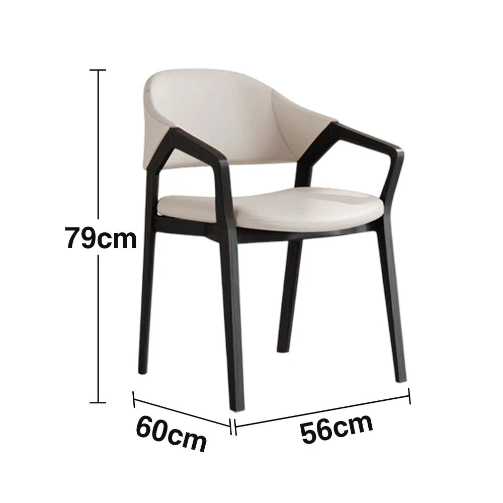 LIVARA Chair Napa-Grade Tech Leather High-Resilience Foam Shaping Support Solid Wood Frame Comfortable Seat - Beige