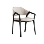 LIVARA Chair Napa-Grade Tech Leather High-Resilience Foam Shaping Support Solid Wood Frame Comfortable Seat - Beige