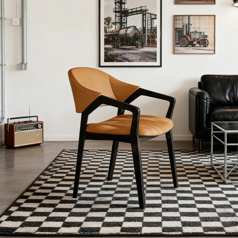 LIVARA Chair Napa-Grade Tech Leather High-Resilience Foam Shaping Support Solid Wood Frame Comfortable Seat - Orange