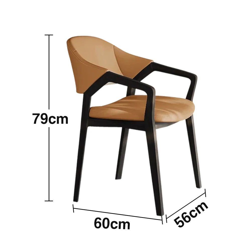 LIVARA Chair Napa-Grade Tech Leather High-Resilience Foam Shaping Support Solid Wood Frame Comfortable Seat - Orange