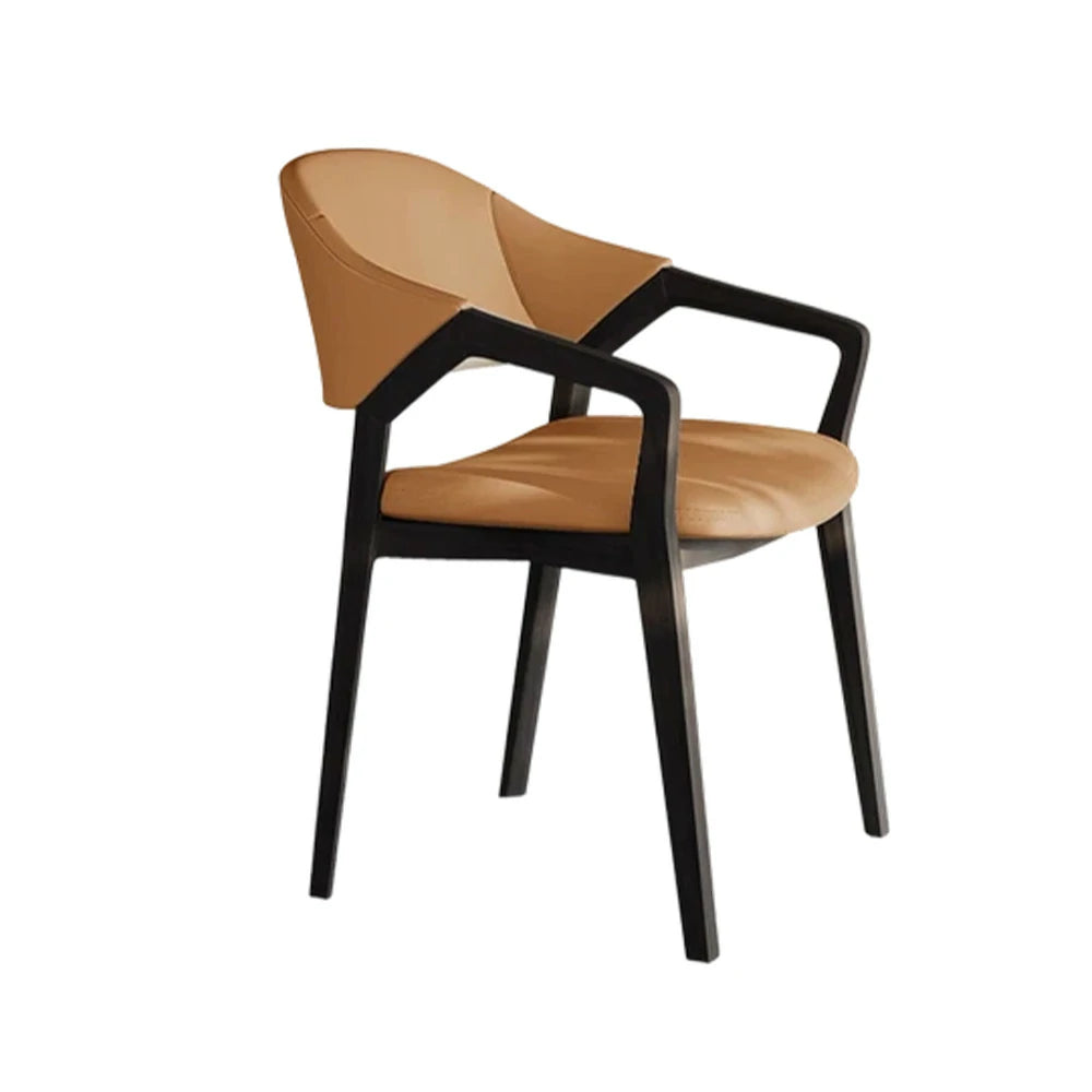 LIVARA Chair Napa-Grade Tech Leather High-Resilience Foam Shaping Support Solid Wood Frame Comfortable Seat - Orange