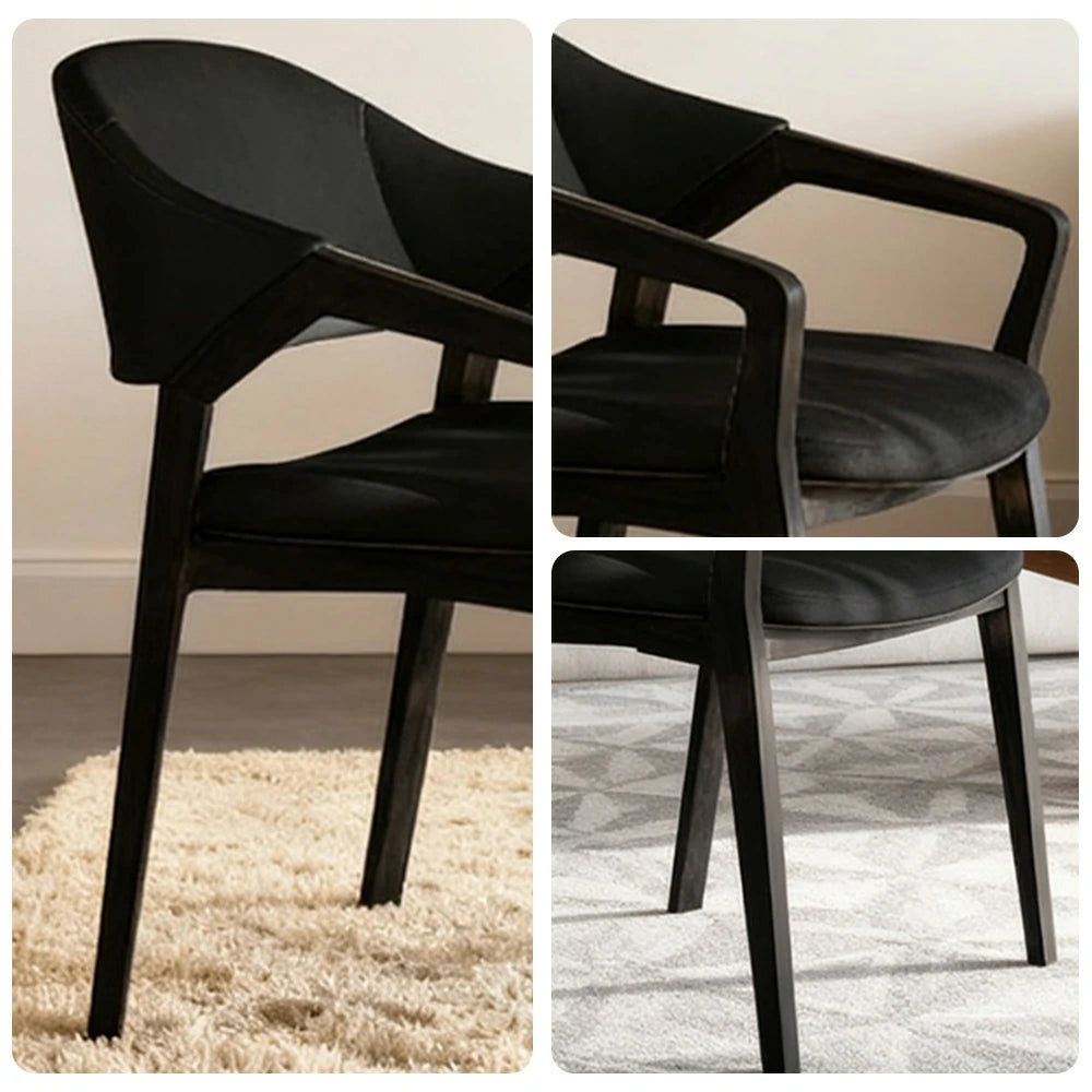 LIVARA Chair Napa-Grade Tech Leather High-Resilience Foam Shaping Support Solid Wood Frame Comfortable Seat - Black