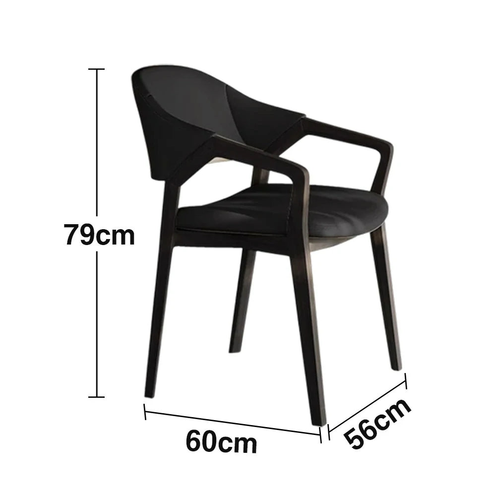 LIVARA Chair Napa-Grade Tech Leather High-Resilience Foam Shaping Support Solid Wood Frame Comfortable Seat - Black