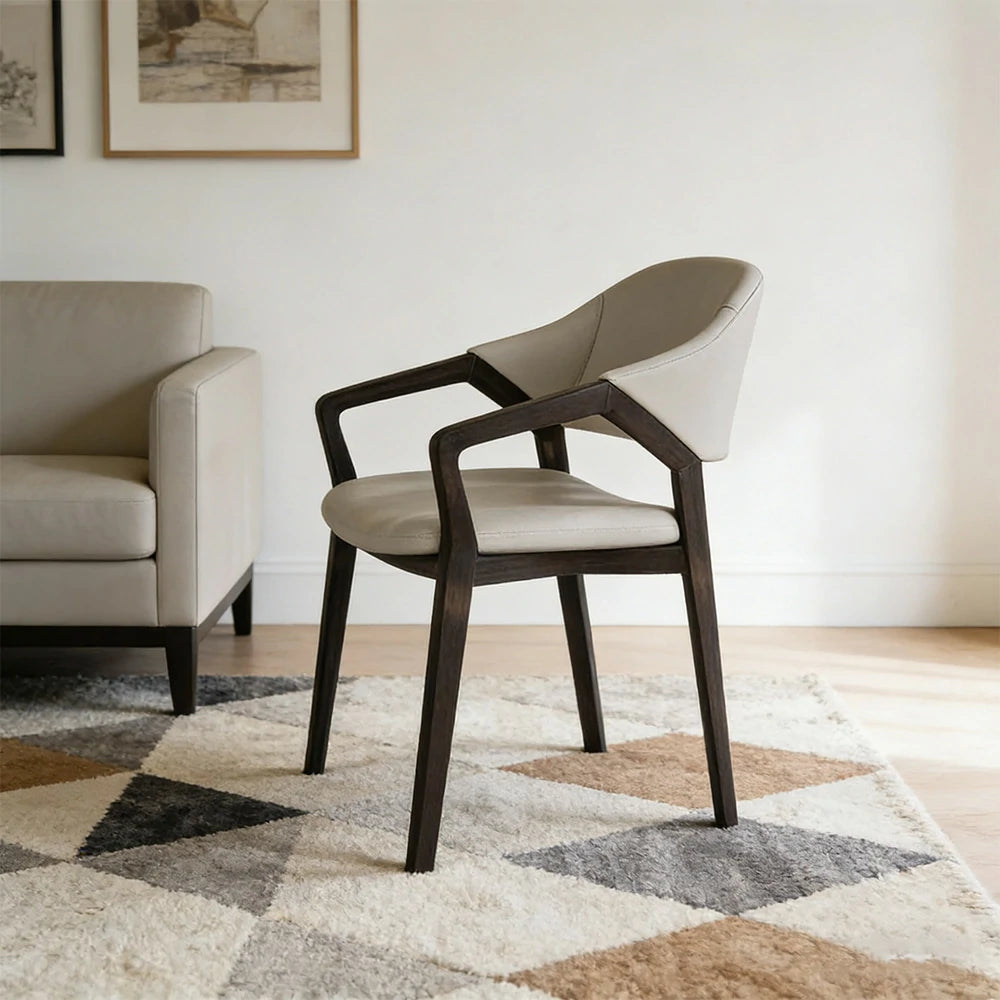 LIVARA Chair Napa-Grade Tech Leather High-Resilience Foam Shaping Support Solid Wood Frame Comfortable Seat - Grey