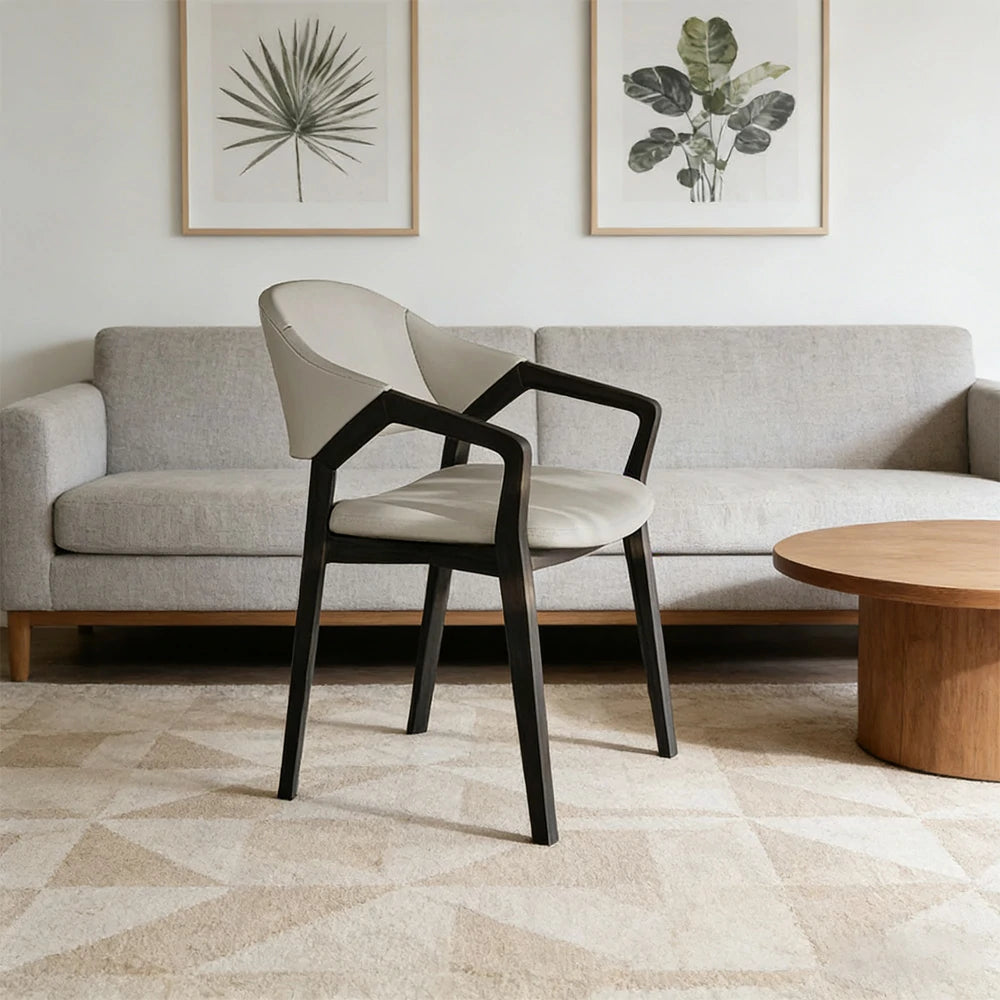 LIVARA Chair Napa-Grade Tech Leather High-Resilience Foam Shaping Support Solid Wood Frame Comfortable Seat - Grey