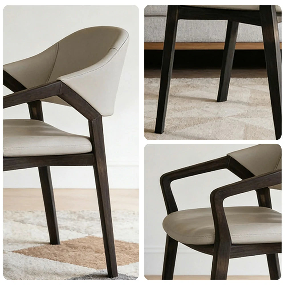 LIVARA Chair Napa-Grade Tech Leather High-Resilience Foam Shaping Support Solid Wood Frame Comfortable Seat - Grey