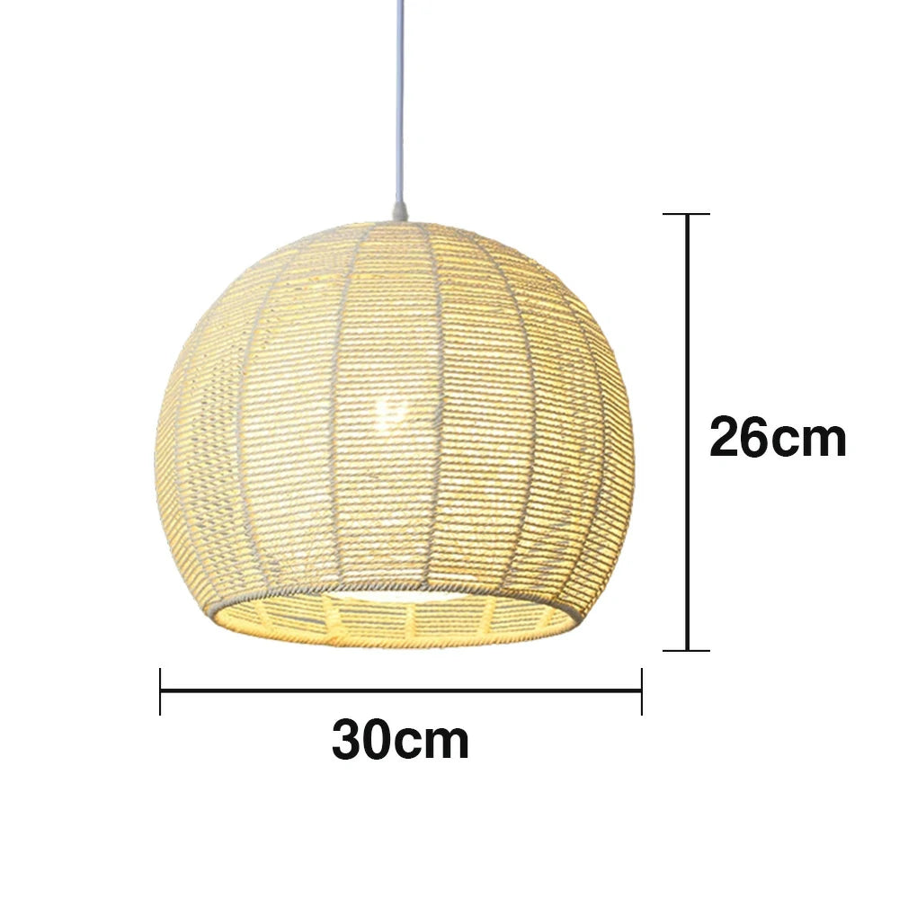 LIVARA 30/36/50cm Hemp Rope Pendant Light, Handcrafted Round Lampshade with E27 Bulb Included Creative Woven Desig - Yellow