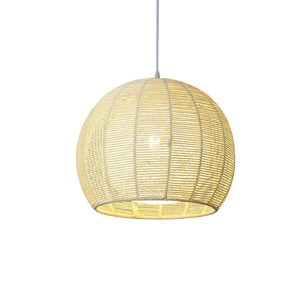 LIVARA 30/36/50cm Hemp Rope Pendant Light, Handcrafted Round Lampshade with E27 Bulb Included Creative Woven Desig - Yellow